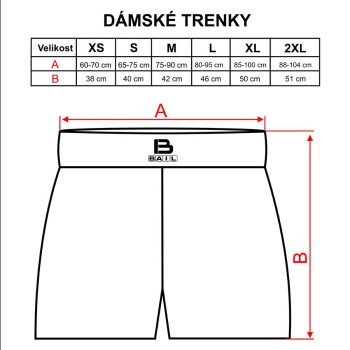 Bail Women’s Boxing Shorts – blue - size chart
